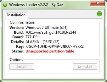 Windows Loader Fix Unsupported Partition Table
